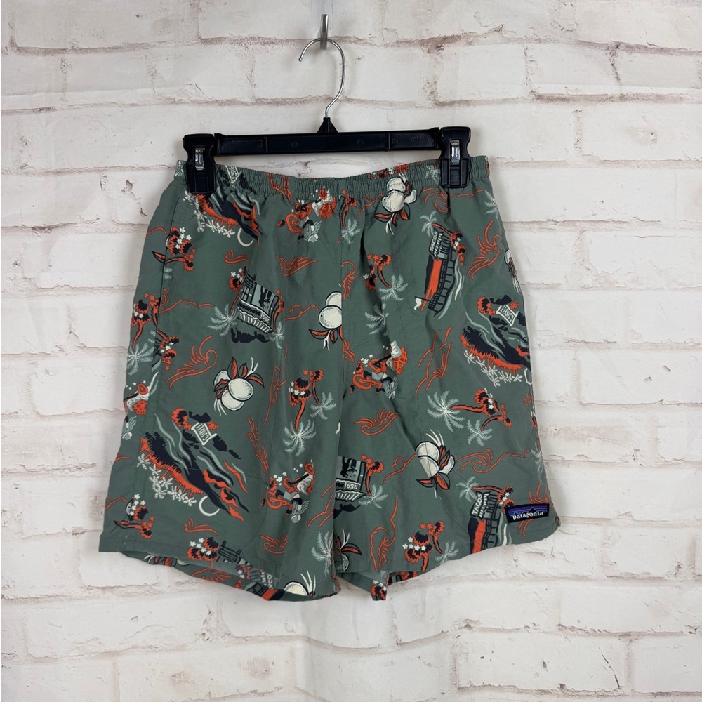 Patagonia Baggies Shorts Adult Small Green Lined C Street Tacos Print Mens S - Picture 1 of 8